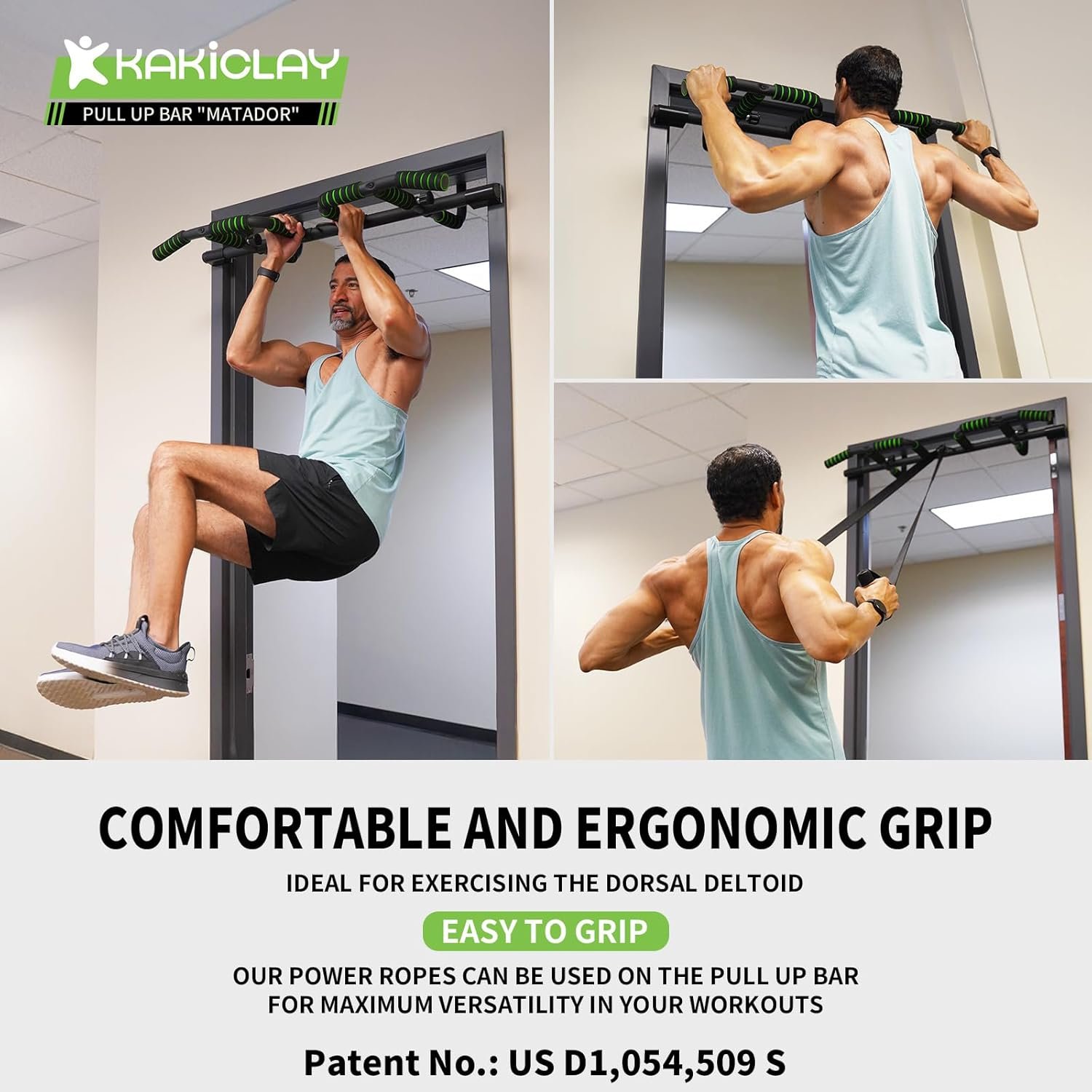 New Upgrade Pull Up Bar for Doorway with Ergonomic Grip - Upto 440 Lbs Capacity, No Screwing or Slipping - USA Original Patent, Designed, Shipped, Warranty - Image 2