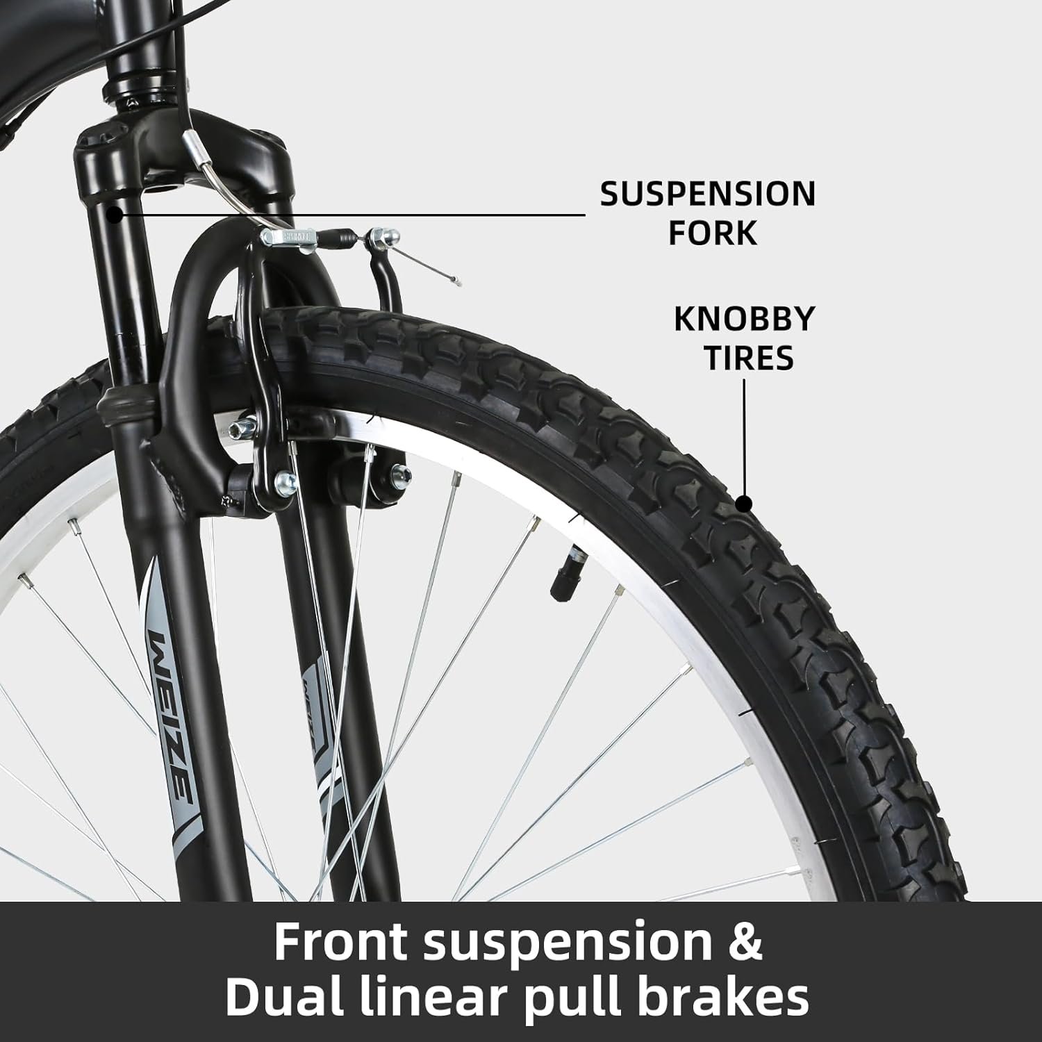 WEIZE Mountain Bike, 26/27.5 inch Outdoor Cycling Bike,18-Speed/High-Carbon Steel/Dual Full Suspension, Adjustable Ergonomic Seat for Men Women Adult, MTB Bicycle with Suspension Fork,Sleek Colors - Image 2