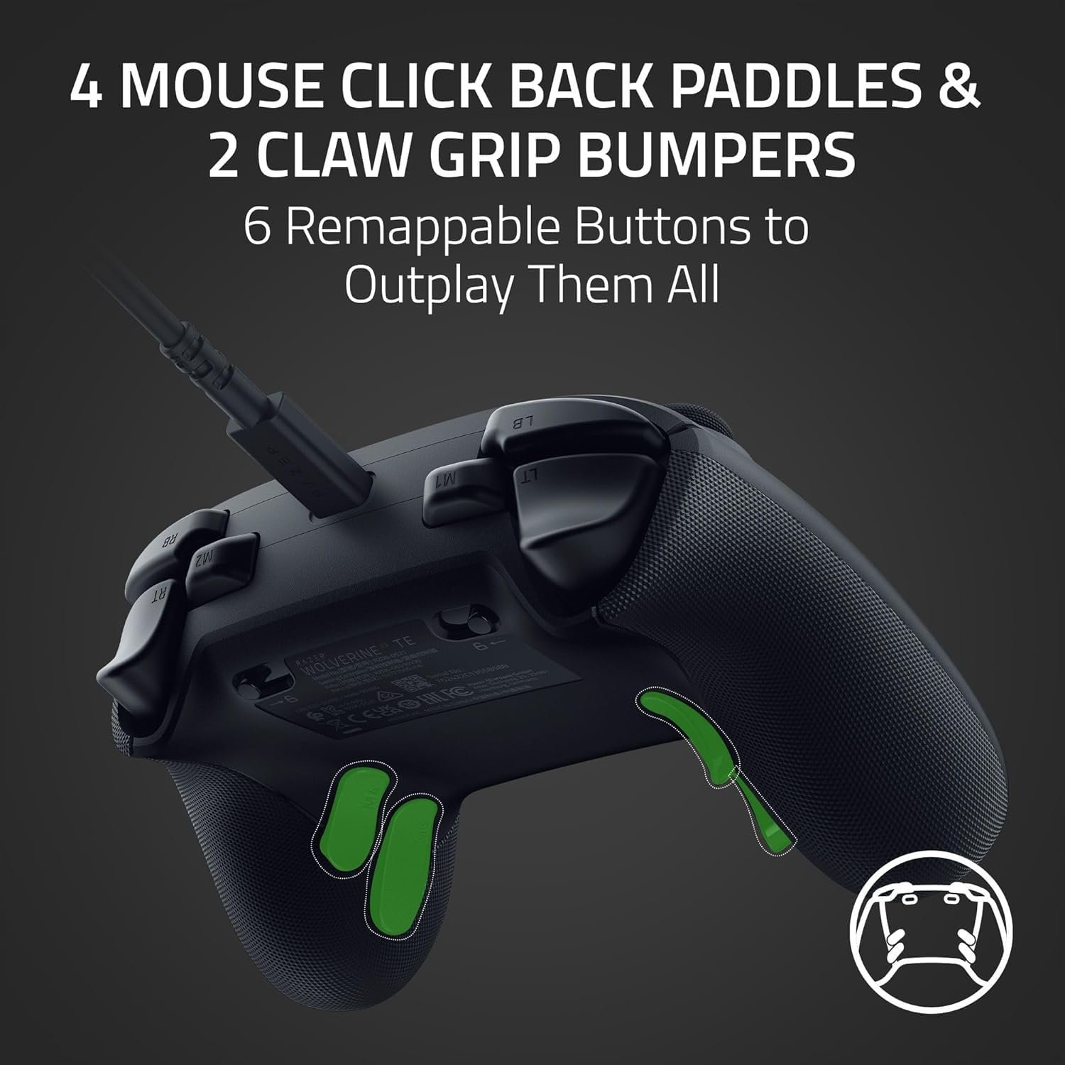 Razer Wolverine V3 Tournament Edition Wired Gaming Controller: Licensed for Xbox Series X|S, Xbox One, Windows PC - 6 Remappable Buttons - Fast Triggers - USB-C Cable - Wired Tournament Mode - Black (Renewed) - Image 2
