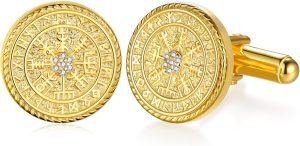 Vikings Cuff Links Mens S925 Sterling Silver Gold Cufflinks for Men Wedding Father’s Day Jewelry Gifts for Men Women