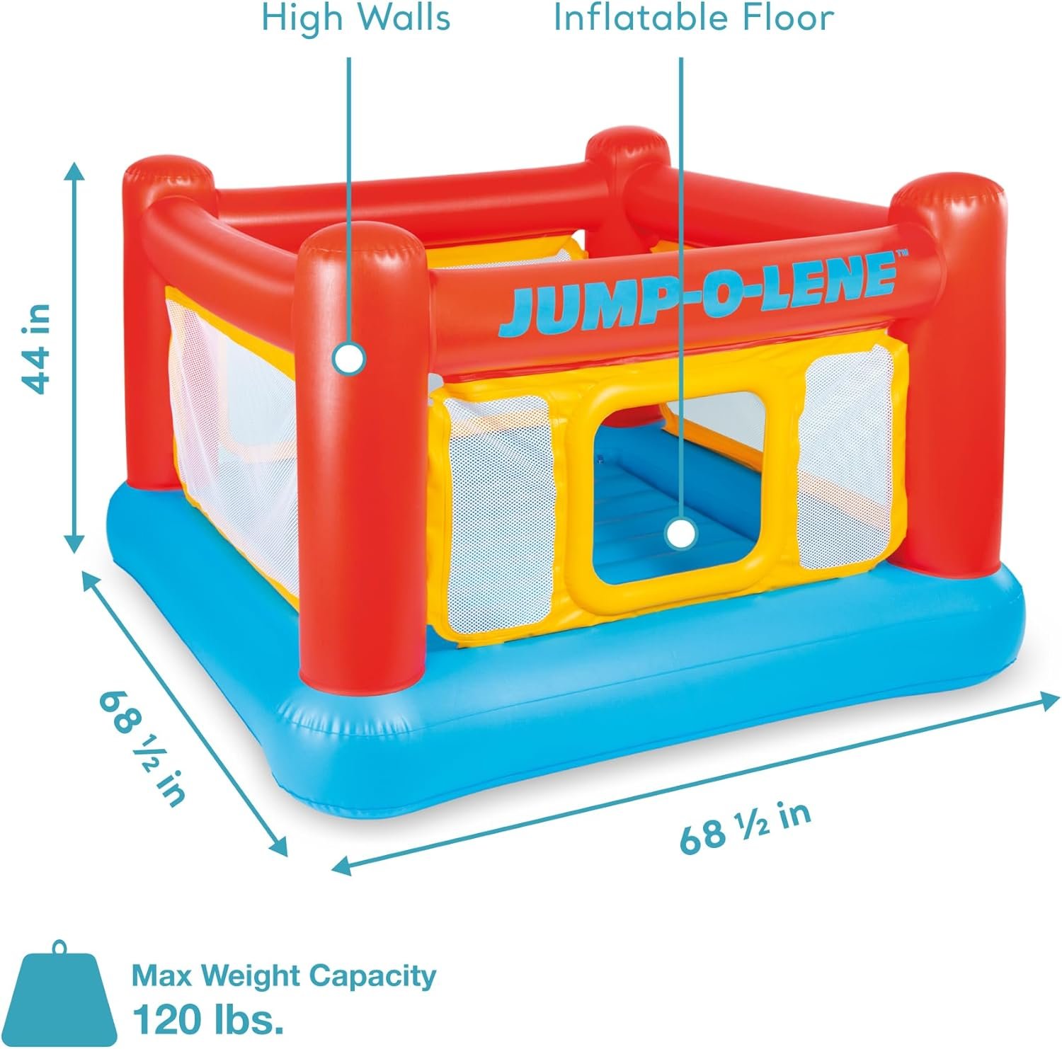 Intex Inflatable Jump-O-Lene Trampoline Bounce House with Crawl-Thru Door & Net - Indoor & Outdoor Backyard Blow-Up Bouncy Playhouse for Kids Ages 3-6 - Image 2