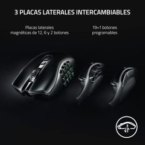 Razer Naga V2 Pro Wireless MMO Gaming Mouse: 19+1 Programmable Buttons w/Swappable Side Plates – HyperScroll Pro Wheel – Focus Pro 30K Optical Sensor – Optical Mouse Switches Gen-3-300 Hr Battery