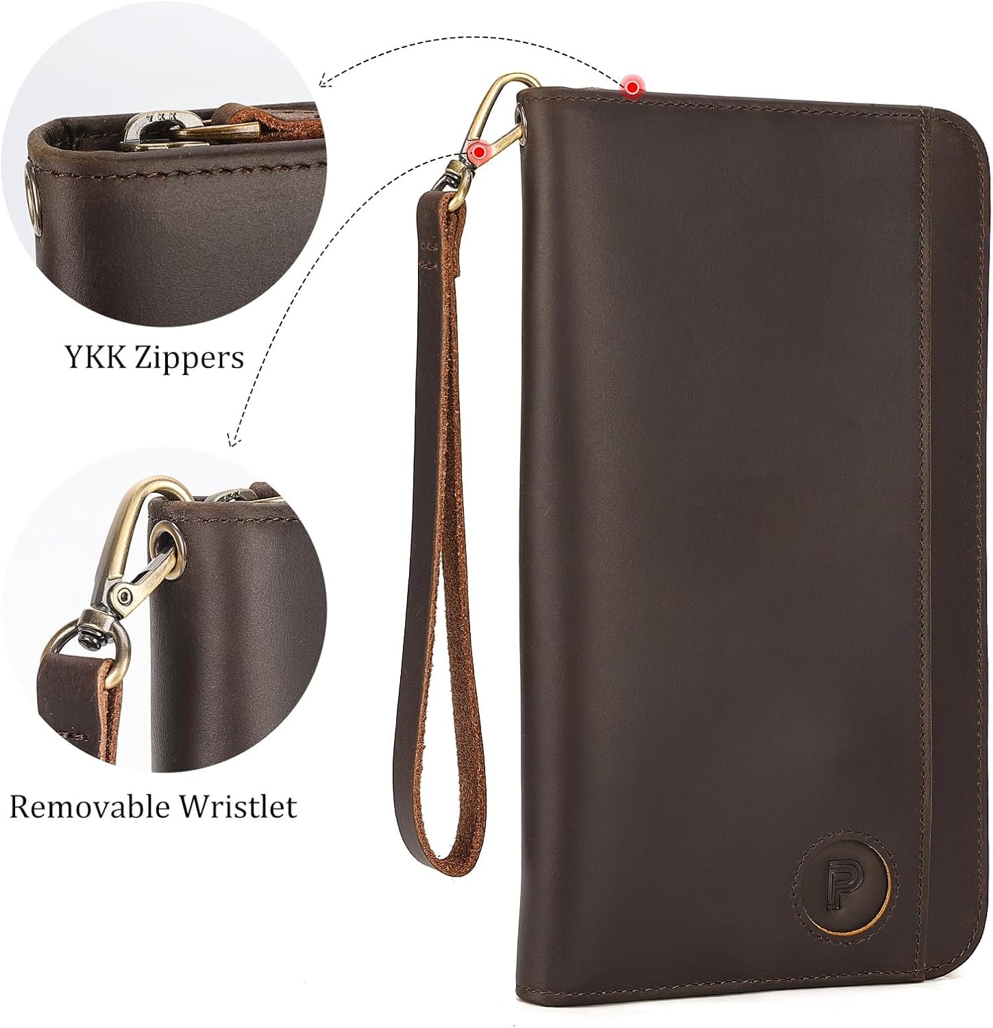 Polare Full Grain Leather Family Passport Holder Travel Documents Organizer RFID Blocking Wallet with Coin Pouch and AirTag Slot Fits 6 Passports - Image 8