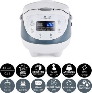 Yum Asia Panda Mini Rice Cooker With Ninja Ceramic Bowl and Advanced Fuzzy Logic (3.5 cup,...