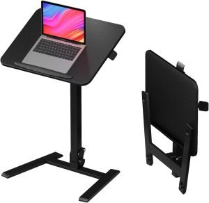 Mobile Folding Desk 25 Inch – No Assembly Sit-Stand Desk,Height Adjustable Rolling Laptop Desk, Space-Saving Portable Desk with Wheels for Home Office Craft & Study, Black