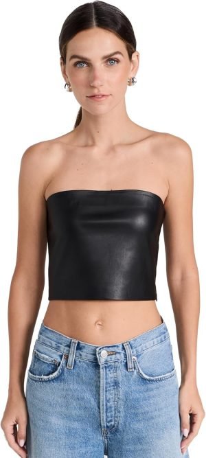 Susana Monaco Women’s Faux Leather Crop Tube Top