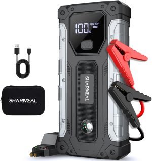 Car Jump Starter 5000A, Jump Starter Battery Pack for 10.0L Gas and 9.0L Diesel, 12V Portable Jump Box with LED Light