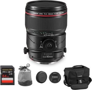 Canon TS-E 90mm f/2.8L Macro Tilt-Shift Lens | L-Series Prime with Perspective Control & Close-Focus Macro | Perfect for Architecture & Studio Photography (2274C002) + Shoulder Bag + 64GB Card