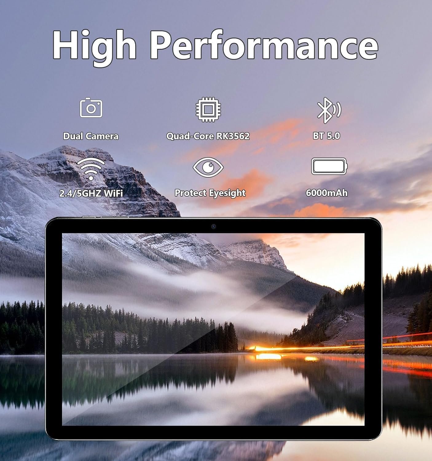 Android Tablet, 10.1 inch Android 15 Tablets 12GB(4+8) RAM / 64GB ROM / 1TB SD Card Expansion, 1280x800 IPS HD Touchscreen, 6000mAh Battery, Bluetooth 5.0, Dual Cameras, GMS, Dual Band WiFi - Black - Image 5