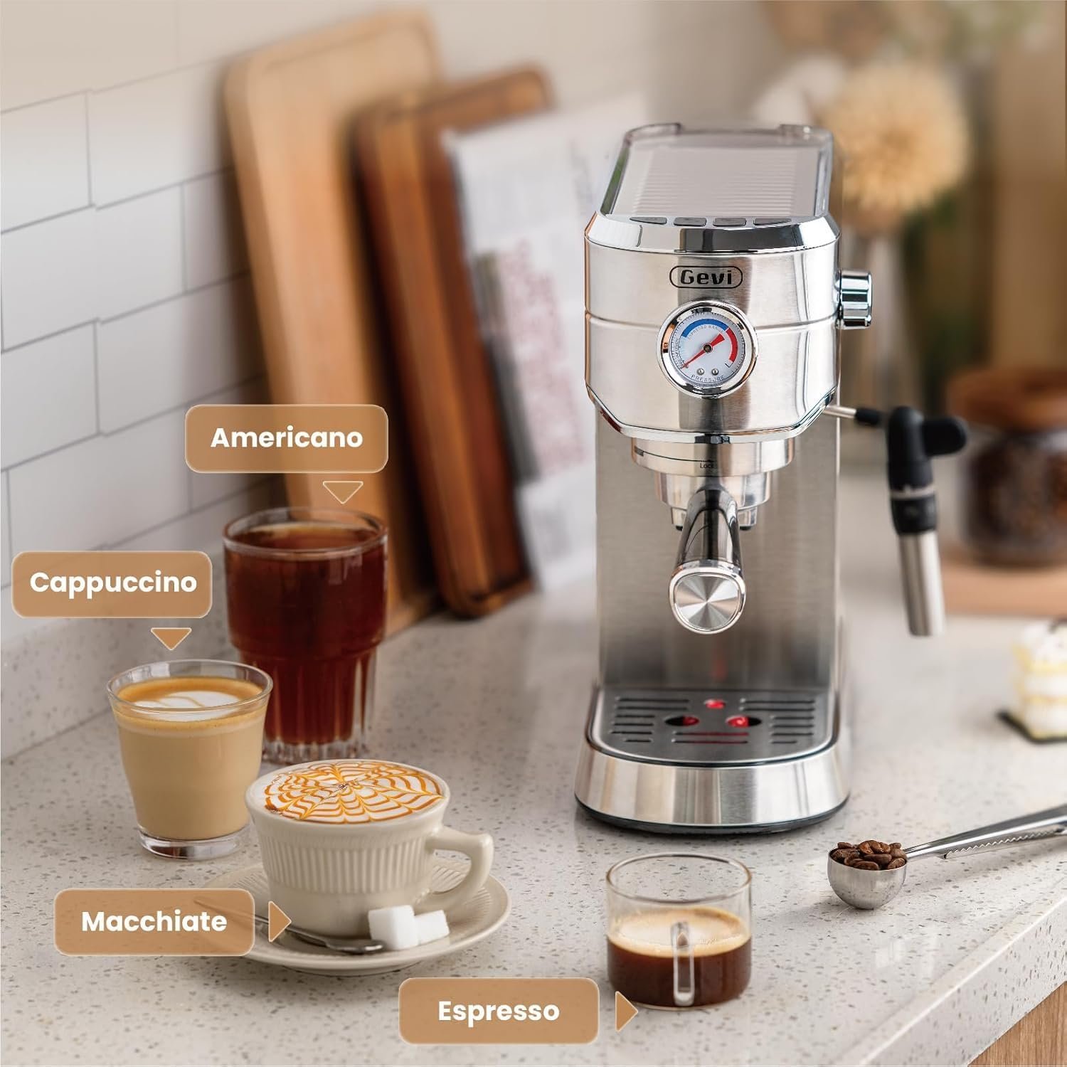 Gevi Espresso Expresso Machine 20 Bar with Auto Milk Frother, Professional Espresso Maker with Steam Wand, Compact Stainless Steel Cappuccino & Latte Machine, Gift for Coffee Lover, Home Baristas - Image 6