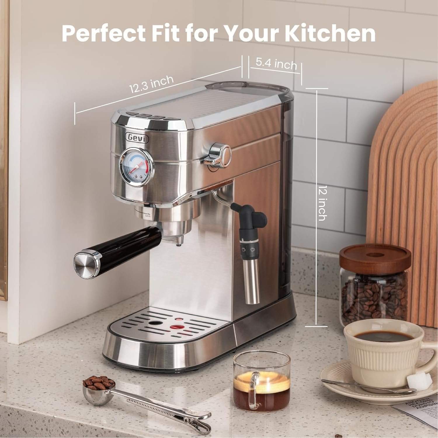 Gevi Espresso Expresso Machine 20 Bar with Auto Milk Frother, Professional Espresso Maker with Steam Wand, Compact Stainless Steel Cappuccino & Latte Machine, Gift for Coffee Lover, Home Baristas - Image 5