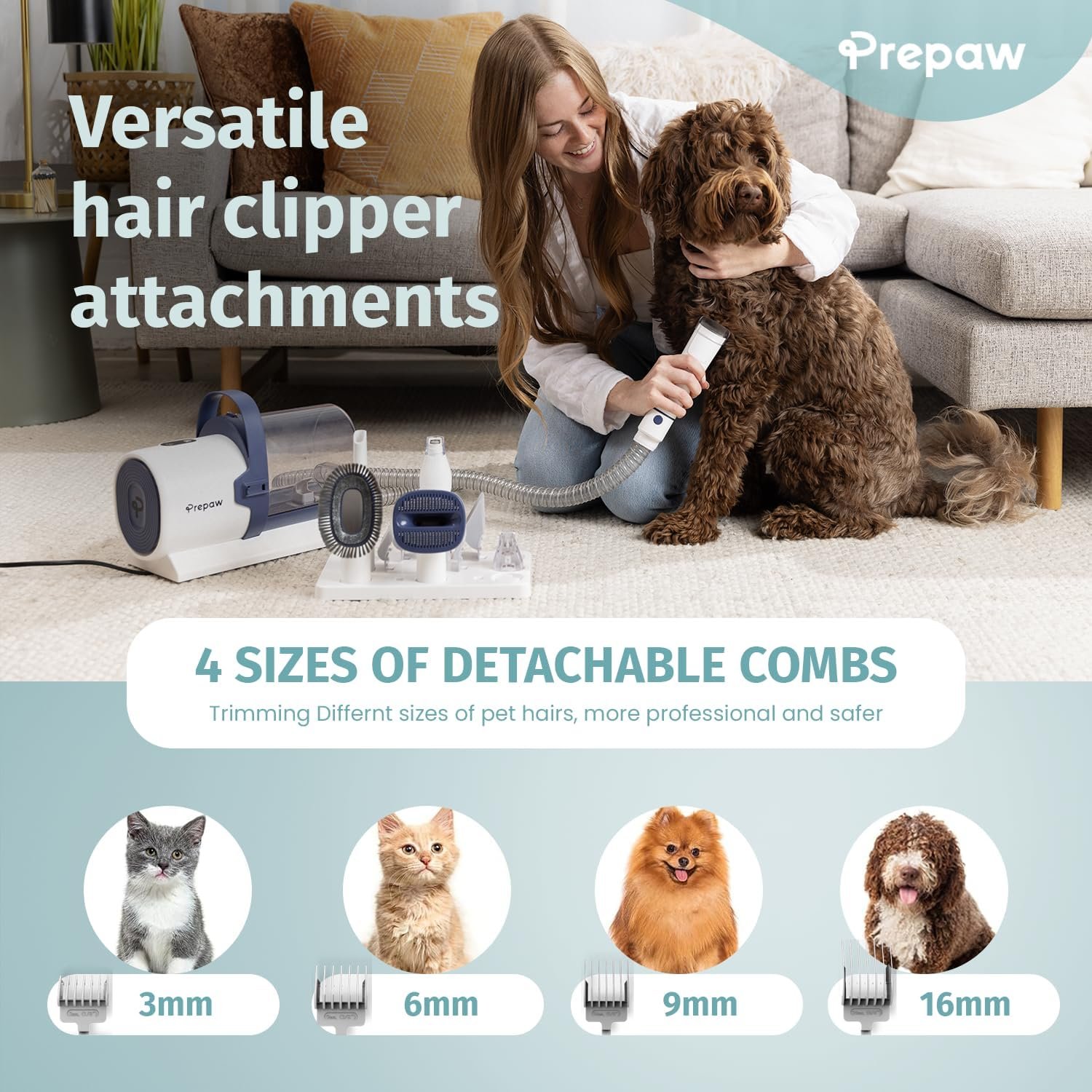 Premium Pet Grooming Kit with Vacuum, 11000Pa Suction Power, 2.5L Dust Cup, 7 Grooming Tools, Cordless Paw Trimmer, Nail Grinder, Large Capacity Dust Cup, Whisper Operation, USA Design - Image 8