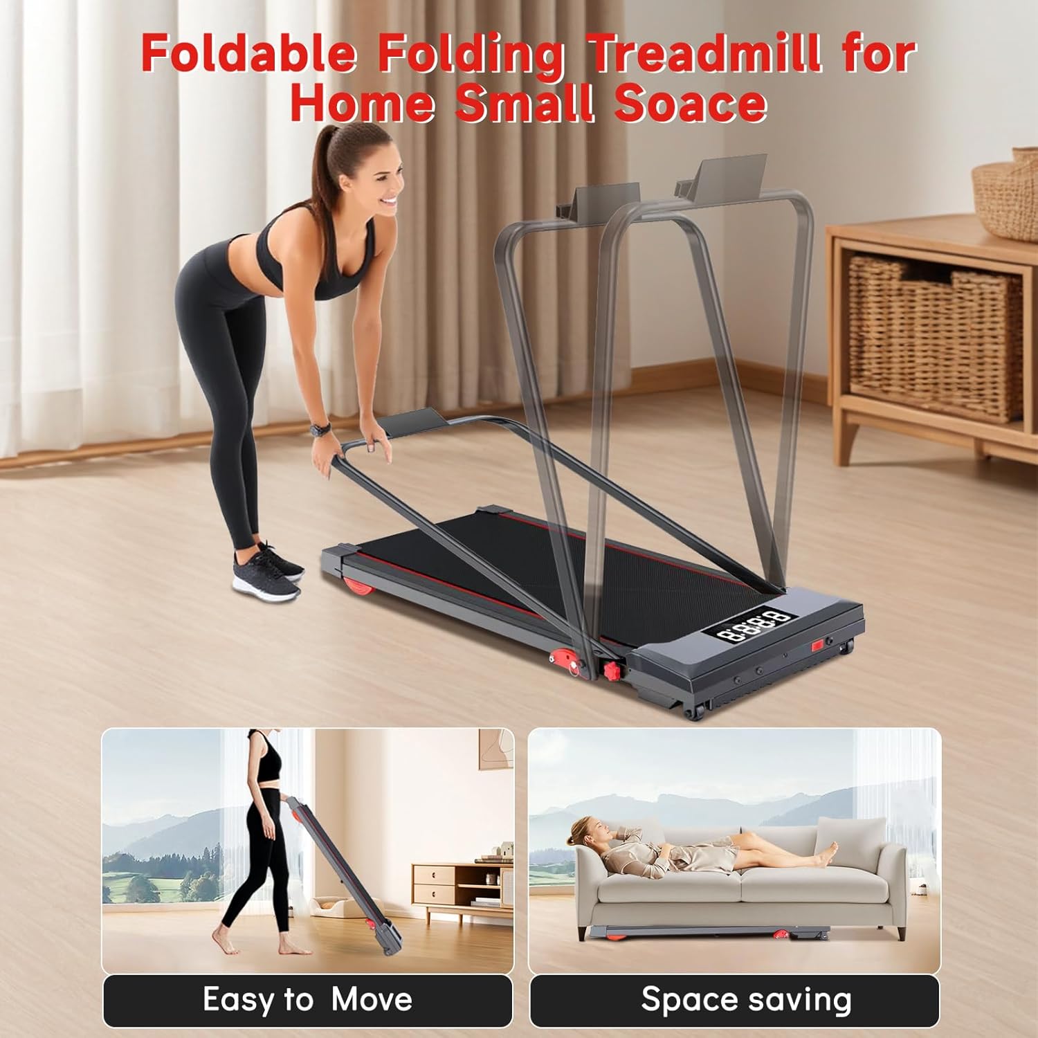 Walking Pad Treadmill with Incline and Handle Bar, 7.5MPH Under Desk Treadmill for Home Office with Remote Control - Image 7