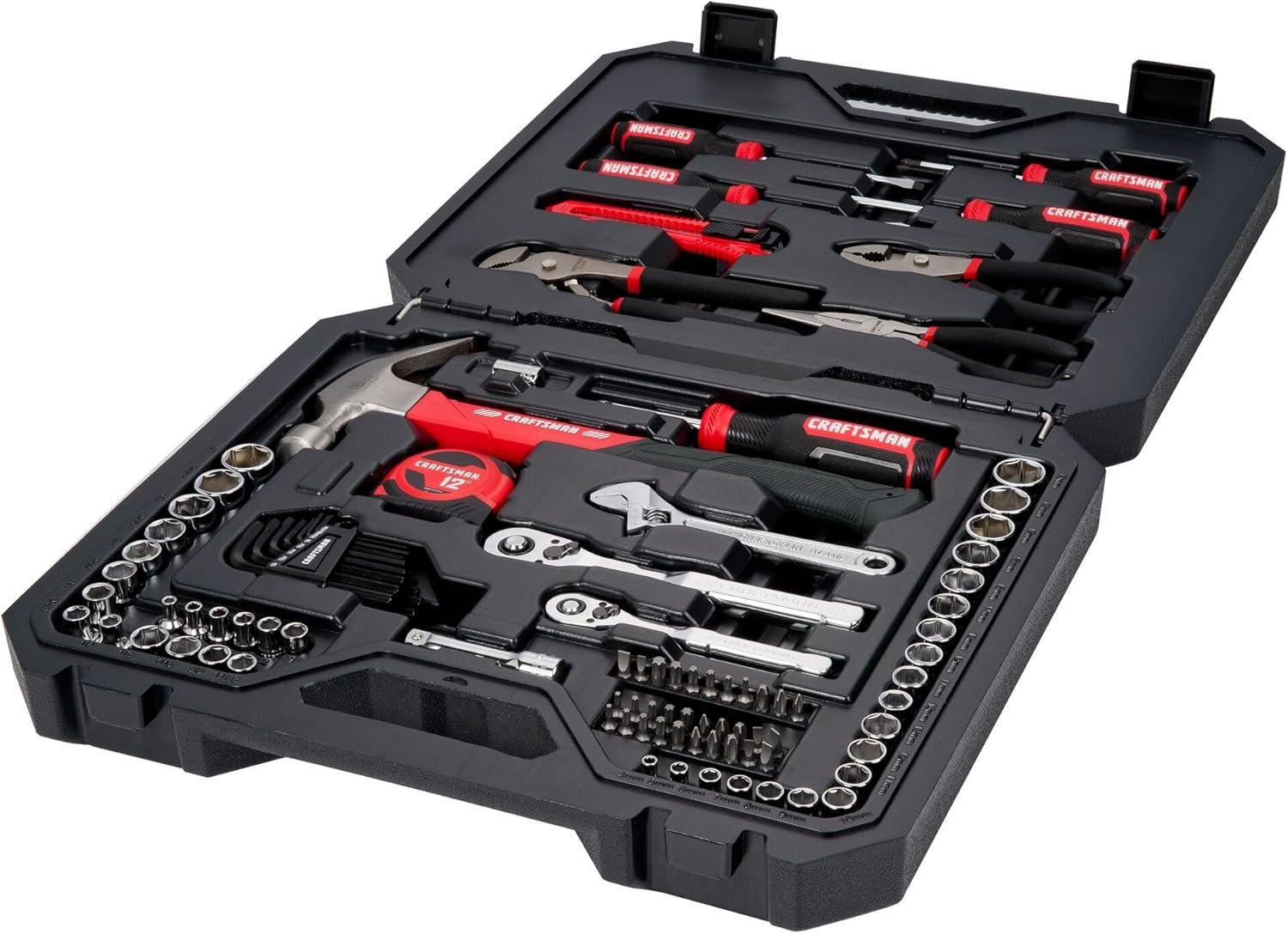 CRAFTSMAN 102-Piece Tool Kit for Home and Car, Durable Hand Tools Set with SAE and Metric Socket Set, Screwdrivers, Wrench, Hammer, Pliers, Knife, Hex Keys, Specialty Bits, Tape Measure (CMMT99449) - Image 5