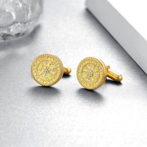 Vikings Cuff Links Mens S925 Sterling Silver Gold Cufflinks for Men Wedding Father’s Day Jewelry Gifts for Men Women
