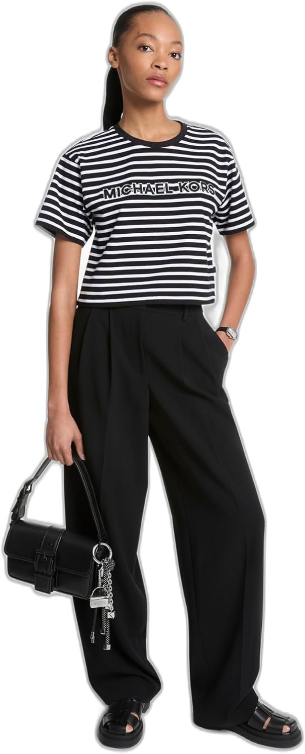 Michael Kors Women's Mk Embossed Logo Oversized Cropped T-Shirt