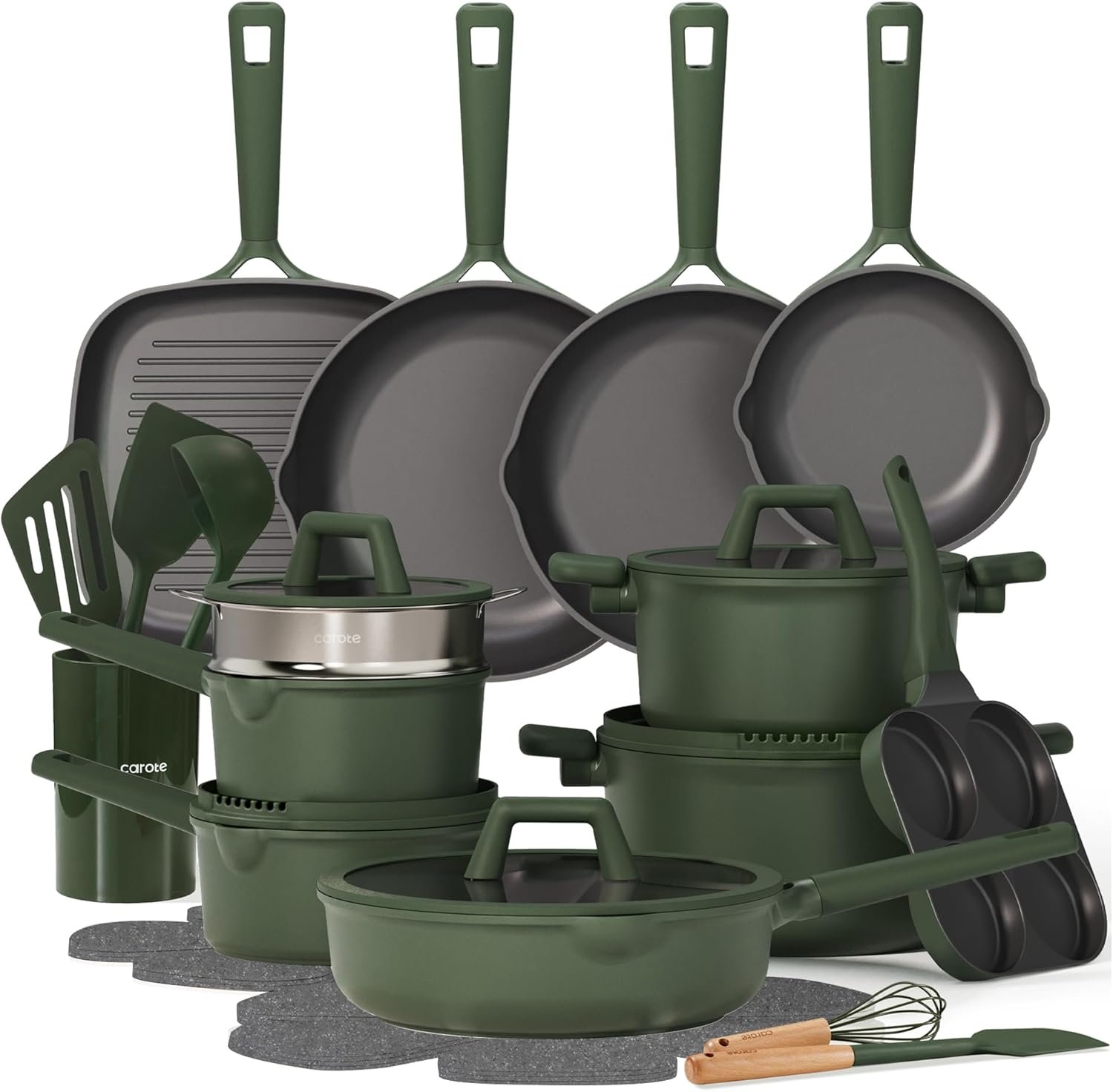 CAROTE 31PCS Pots and Pans Set, Nonstick Cookware Set Kitchen Non Stick Induction Cookware Non-toxic Granite Cooking set