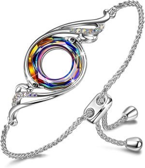 Kate Lynn ♥ Rise From the Ashes Phoenix Bracelet Made with Crystals from Austria, Adjustable Slider Bracelet for Women, Packaged with Jewelry Box, Birthday Gift for Women, Symbol of Luck and Renewal