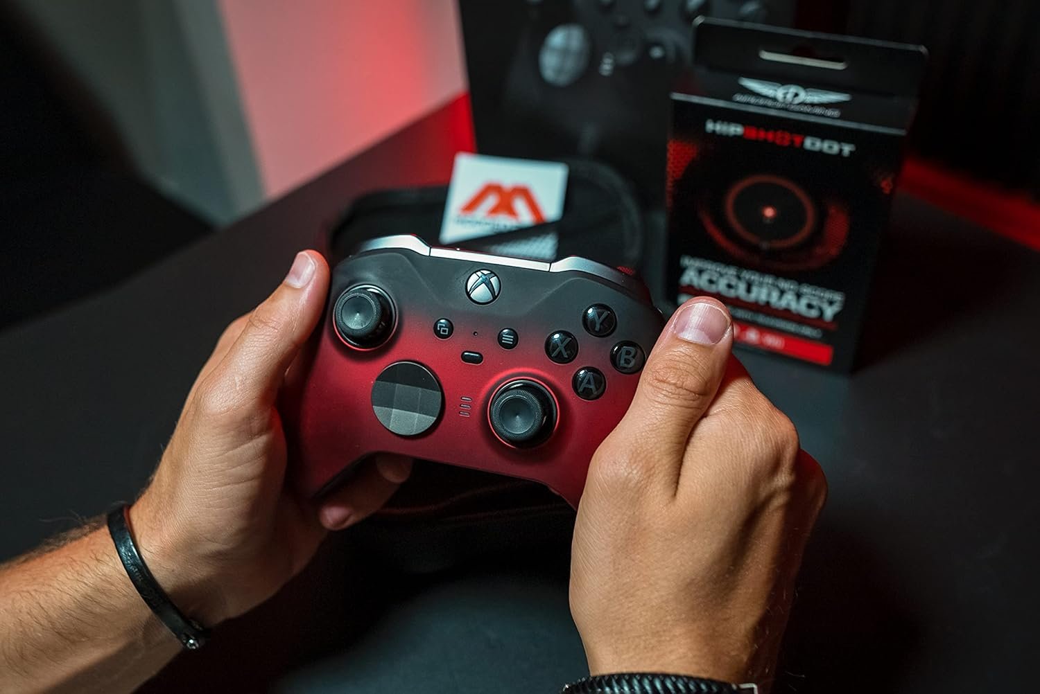 MODDEDZONE Custom MODDED controller Wireless Compatible with Xbox ONE Elite Series 2 and PC - With Smart Mods - Best For FPS Games - Handcrafted by Experts in USA with Unique Design - Shadow Red - Image 2
