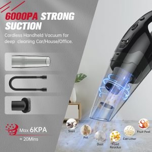 Handheld Vacuum Cordless Rechargeable, 3-in-1 Car Vacuum Portable with LED Light & US...
