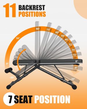 BARWING Adjustable Weight Bench Workout Bench, 1000 LB Heavy Duty Incline Decline Bench fo...