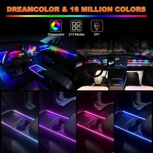 Interior Car LED Strip Lights, Acrylic LED Lights for Car with Dynamic Dreamcolor Chasing,...