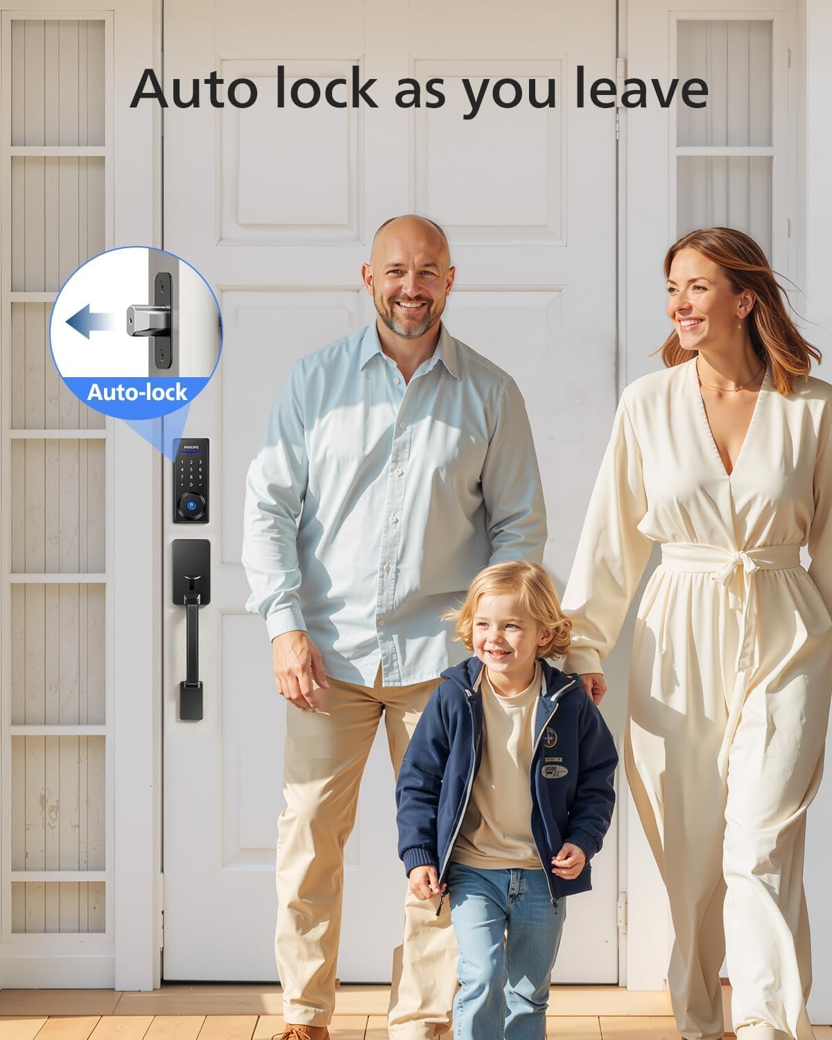 Philips Wi-Fi Smart Lock with Handle, Keyless Entry Keypad Door Lock with Handle, Front Door Deadbolt Set with WiFi Gateway, App Control, Fingerprint Unlock, PIN Code Unlock, Auto Locking - Image 7