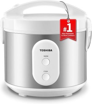 TOSHIBA Rice Cooker & Steamer Simple 5.5 Cup(Uncooked) with Steaming Basket, Removabl...