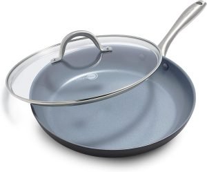 GreenPan Lima Hard Anodized 12″ Frying Pan Skillet with Lid, Ceramic Nonstick, PFAS-...