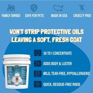 Bio-Groom Econo-Groom Tearless Dog Shampoo Concentrate – Cat & Dog Bathing Supplies, Puppy Shampoo for Gentle Skin, Cruelty-Free, Made in USA, Hypoallergenic, Tear-Free Dog Products – 2.5 Gallons