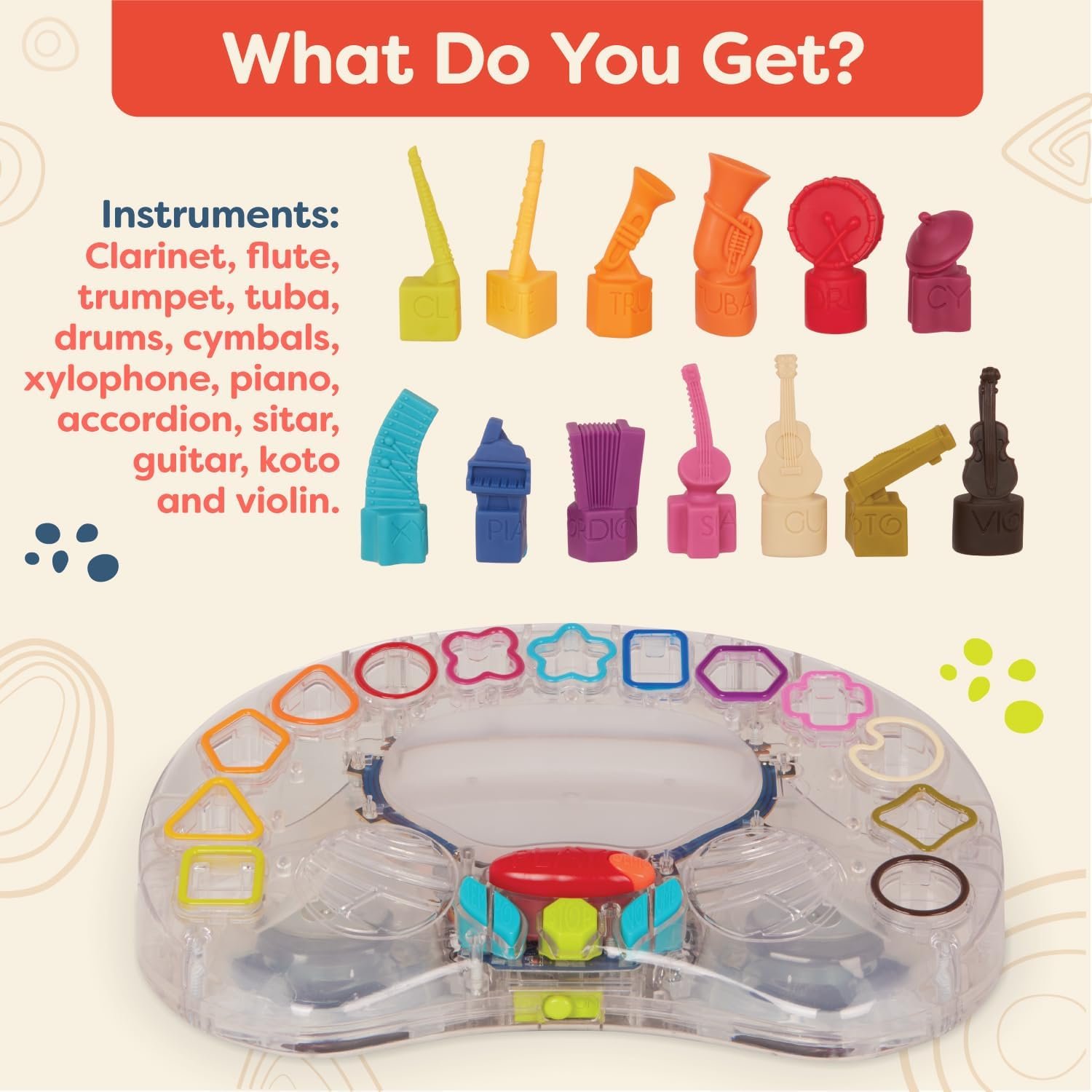B. toys B - Symphony - Interactive Musical Orchestra Toy with 13 Instruments & 15 Classical Songs, Light-Up Stage for Baby Toys & Toddlers, Educational Music Learning Set for Kids Ages 3+ - Image 7