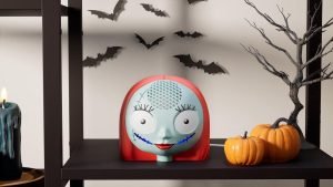 Echo Dot Bundle: Includes Echo Dot (5th Gen, newest model) | Glacier White and Limited Edition, Disney Tim Burton’s The Nightmare Before Christmas Sally Stand