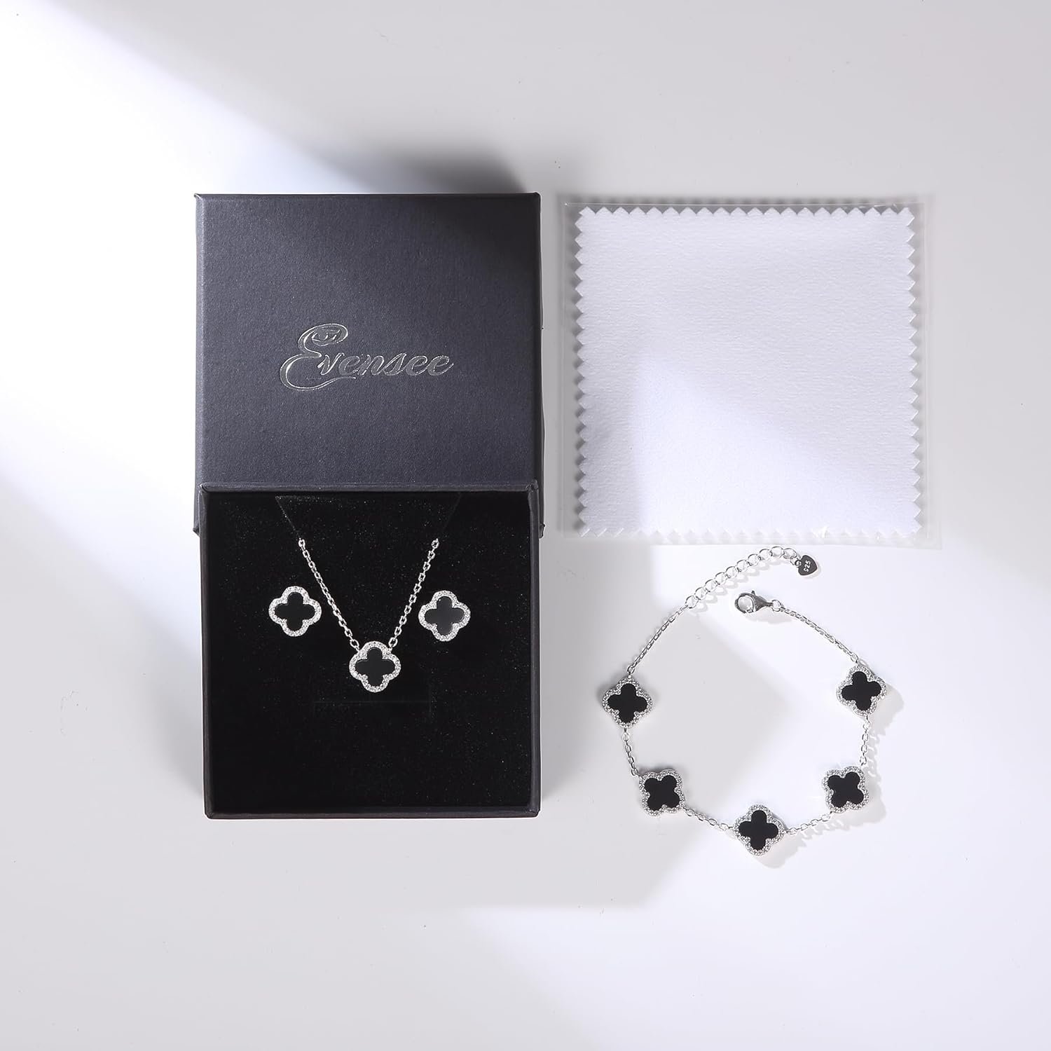 925 Sterling Silver Clover Bracelet,Adjustable Four Leaf Clover Hand Jewelry Chain & 7 Inch Tennis Bracelet Set,Fashion Matching & Sporty Style for all days - Image 6