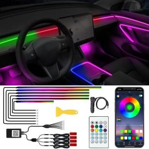 Acrylic Interior Car LED Lights with Remote and Wireless APP 10 in 1,Ambient Lighting Kits...