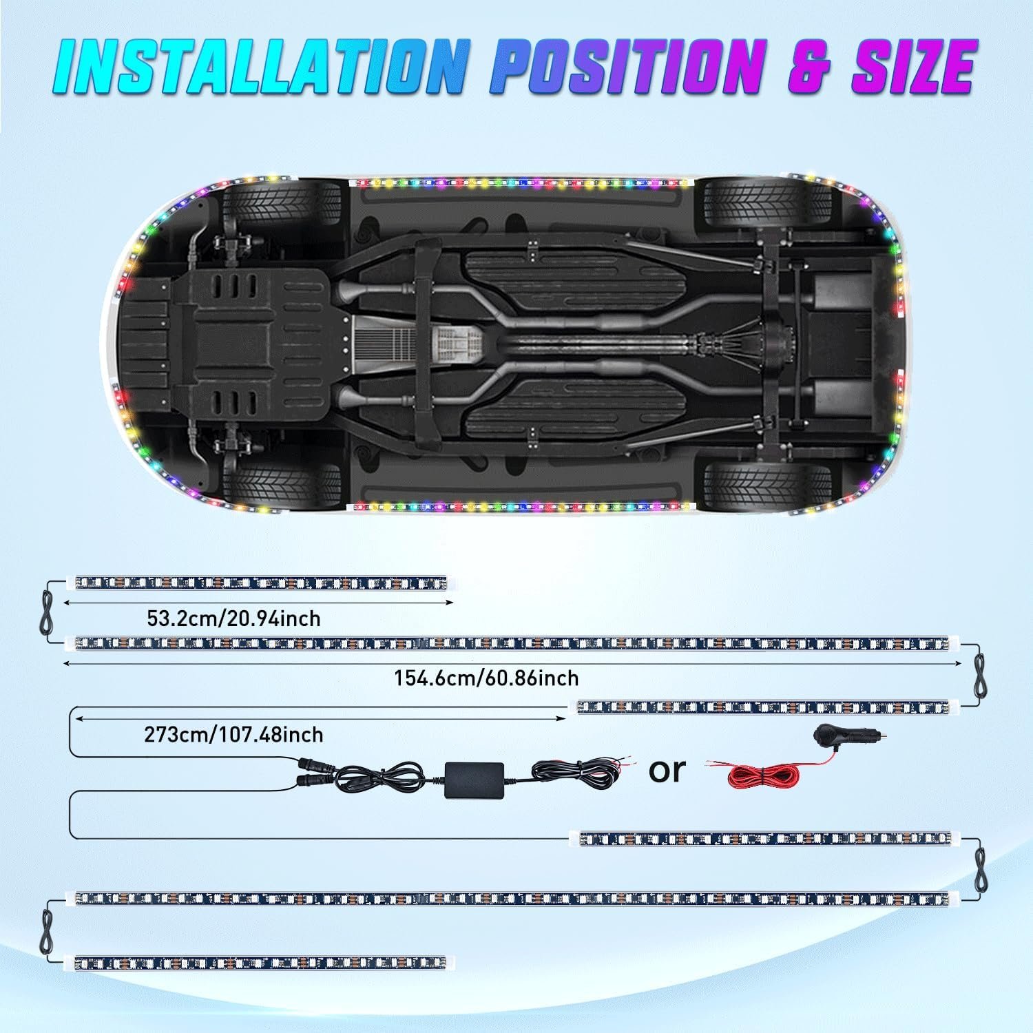 Nilight 6Pcs Car Underglow Neon Accent Strip Lights 300 LEDs Multi Color RGB-IC DIY Sound Active Function Music Mode with APP Control and Remote Control Underbody Light Strip - Image 7