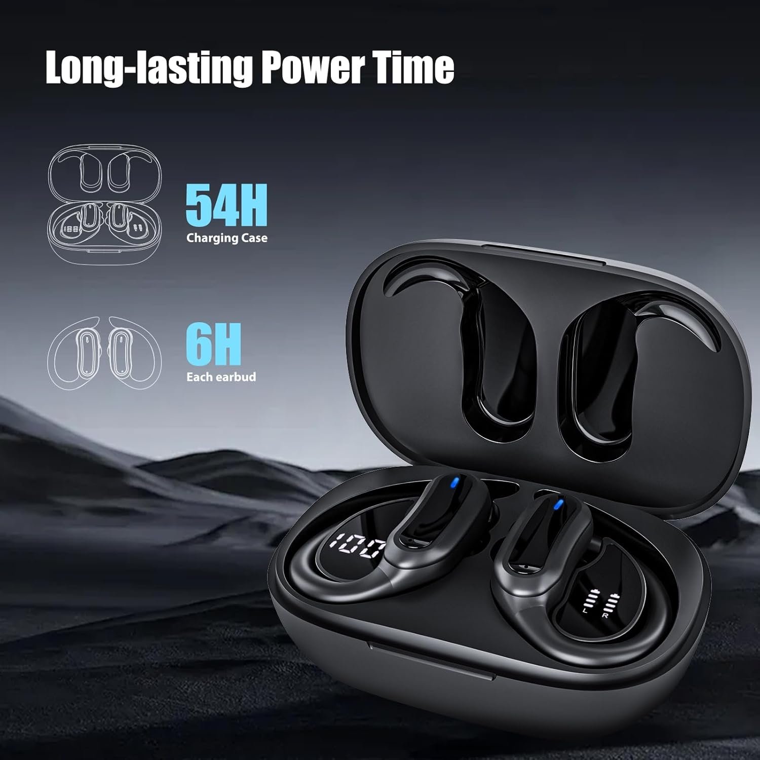 Wireless Earbuds, Bluetooth 5.4 Headphones, True Wireless Stereo Earphones with Noise Cancelling Mic, IPX7 Waterproof, Comfort Fit and Fast Charging Ear Buds (Black) - Image 3