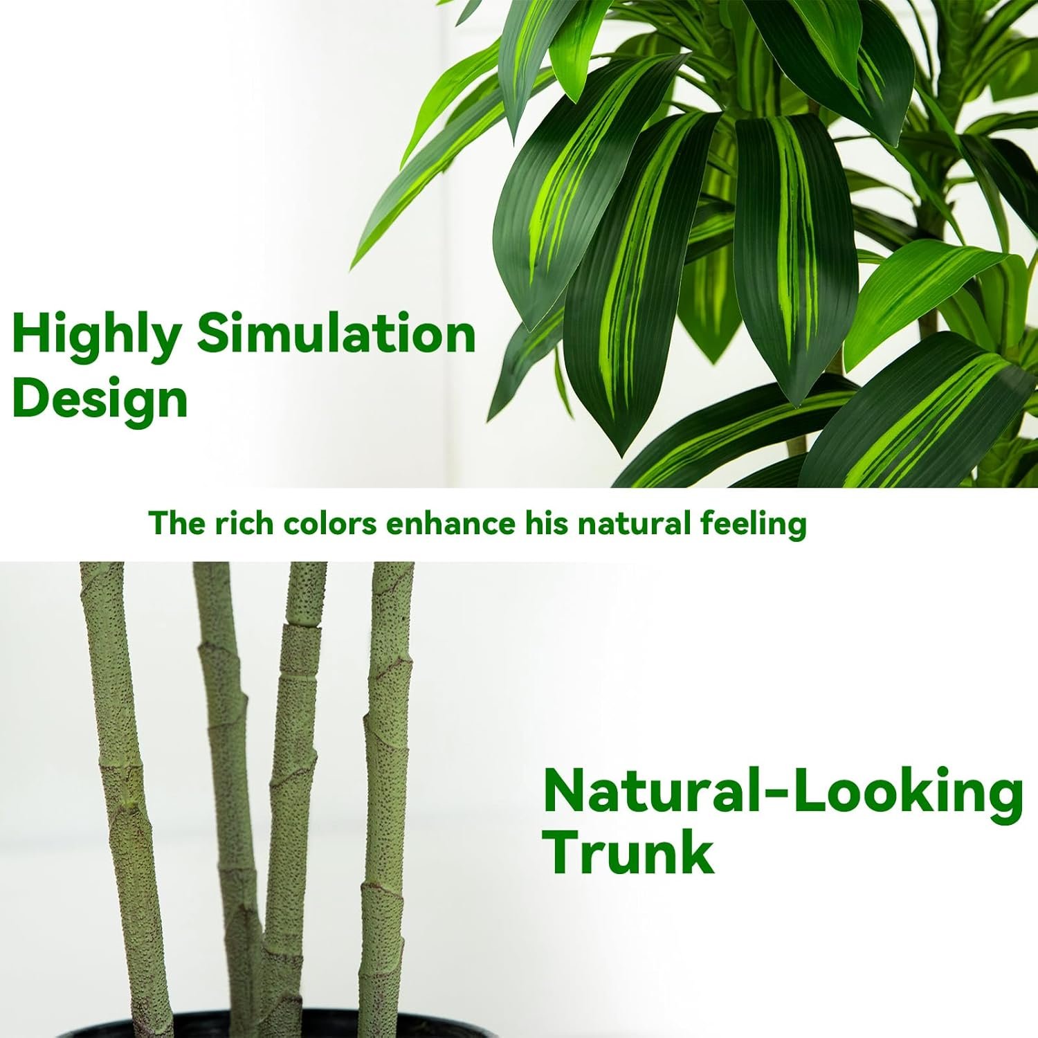 Artificial Dracaena Tree-6FT Tall Fake Plants with White Tall Planter-Artificial Plants Indoor Floor Plant in Pot-Large Tropical Fake Yucca Potted Tree for Home Office Living Room Decor - Image 3
