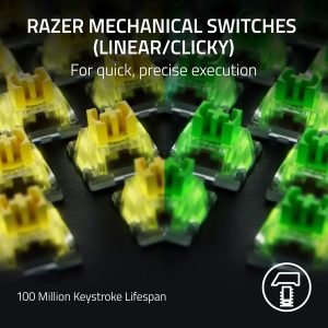 Razer BlackWidow V4 Pro Wired Mechanical Gaming Keyboard: Yellow Switches Linear & Silent – Doubleshot ABS Keycaps – Command Dial – Chroma RGB – Magnetic Wrist Rest – Snap Tap