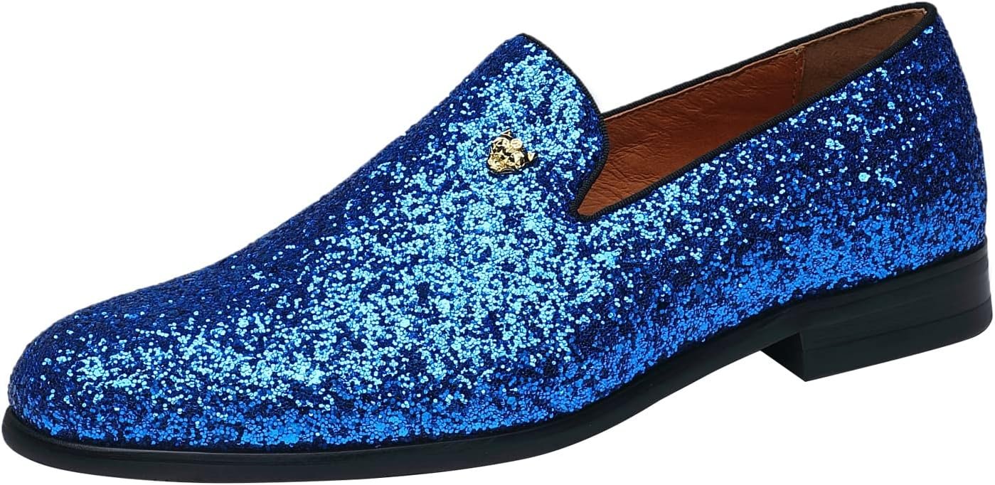 ELANROMAN Mens Dress Loafers Tuxedo Party Wedding Prom Shoes