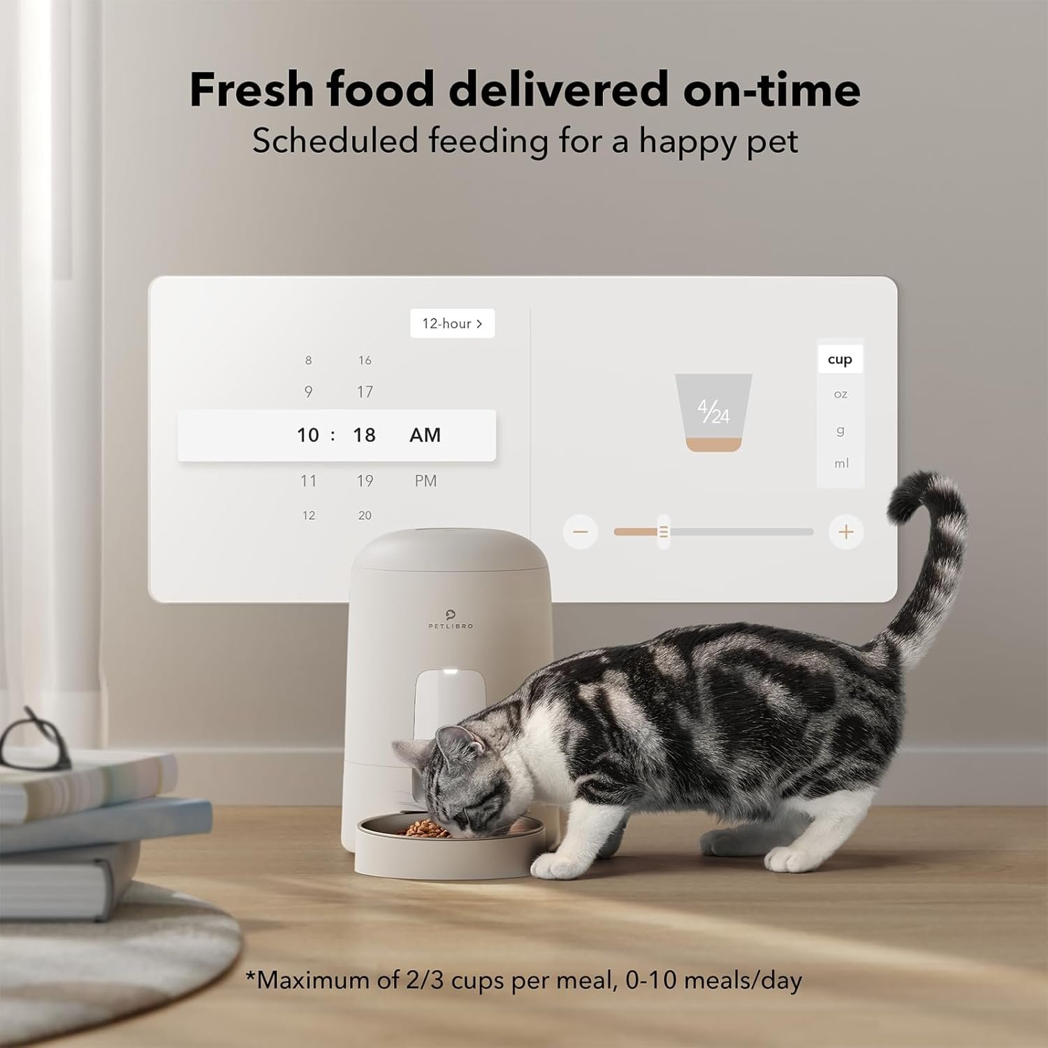PETLIBRO Automatic Cat Feeder, WiFi Automatic Cat Food Dispenser Rechargeable Battery-Operated with 30-Day Life, AIR Pet Feeder for Cat & Dog, Timed Cat Feeder 1-6 Meals Control, 2L Auto Cat Feeder - Image 8