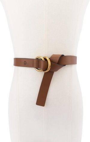 Michael Kors Womens 1 Inch Double Ring Leather Belt, Fashion Accessory for Everyday Wear