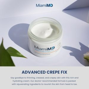 Miami MD Advanced Crepe Fix – Anti Aging Tightening & Firming Cream for Women – Facial and Neck Crepe Erase Cream – Crepey Skin Moisturizer for Softens and Nourishes the Skin for All Types – 6 fl oz
