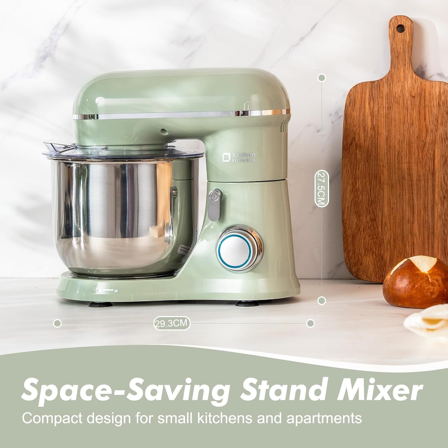 Kitchen in the Box Stand Mixer, 3.5 QT Small Kitchen Electric Stand Mixers, 10-Speed Portable Lightweight Dough Mixer for Daily Use with Egg Whisk, Dough Hook, Beater (Light Green) - Image 3