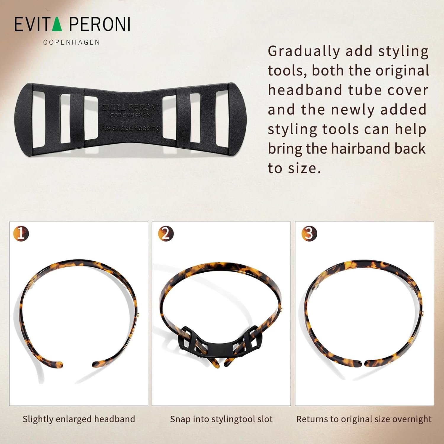 EVITA PERONI Hairband Designed for Eyewear, 3PCS - Basic Color - Tortoise & Amber & Black, Acetate, Fashion Thin Non-Slip Hair Accessories for Women Securing Hair - Image 6