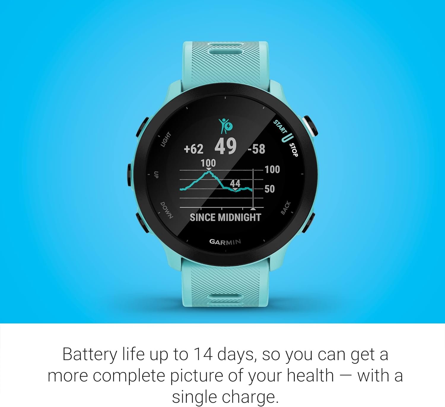 Garmin Forerunner 55, GPS Running Watch with Daily Suggested Workouts, Up to 2 Weeks of Battery Life, Aqua - Image 3