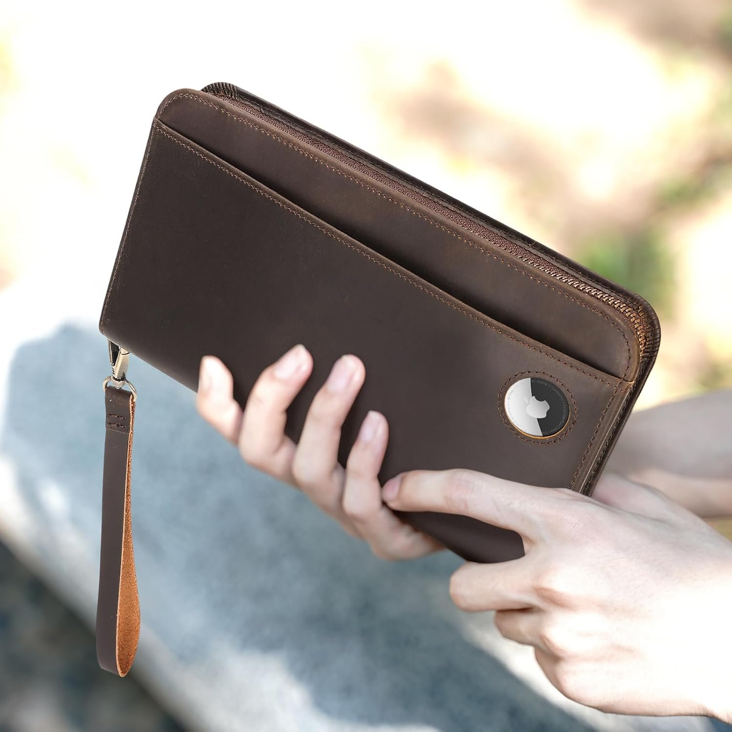 Polare Full Grain Leather Family Passport Holder Travel Documents Organizer RFID Blocking Wallet with Coin Pouch and AirTag Slot Fits 6 Passports - Image 3