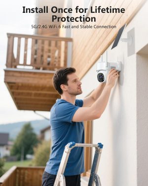 2K Solar Security Cameras Wireless Outdoor, 5G&2.4GHz Dual WiFi Cameras for Home Security, Solar & Battery Powered Outdoor Security Camera, Color Night Vision, Human Detection, 2 Packs