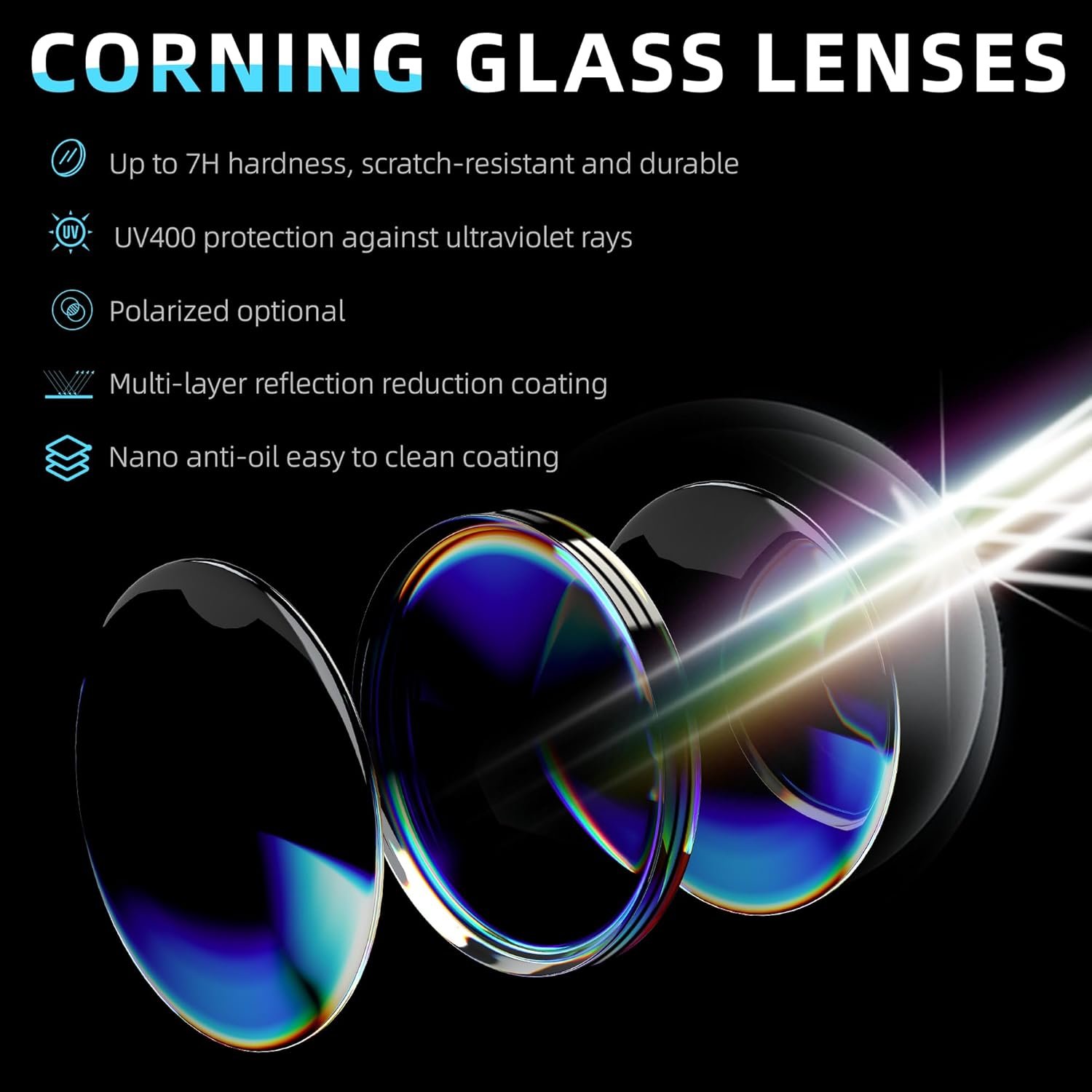 Bnus italy made classic sunglasses corning real glass lens w. polarized option - Image 6