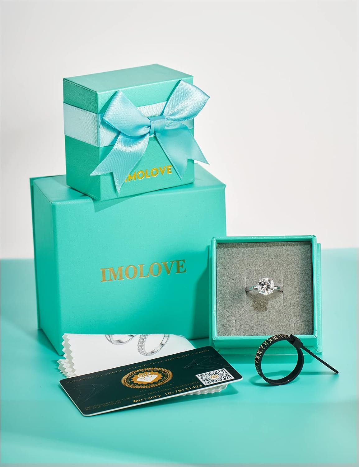 IMOLOVE Solitaire Moissanite Engagement Ring, 1CT D Color VVS1 Clarity, 925 Sterling Silver with 18K White Gold Plated, Ideal Gift for Women - Image 6