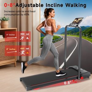 Walking Pad Treadmill with Incline and Handle Bar, 7.5MPH Under Desk Treadmill for Home Of...